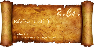 Rácz Csák névjegykártya